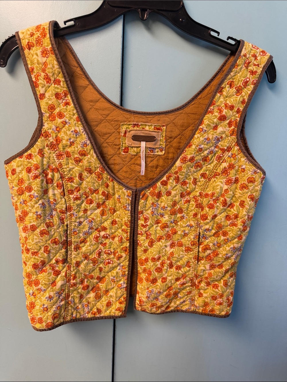 Free People Vintage Quilted Floral Crop Vest - S